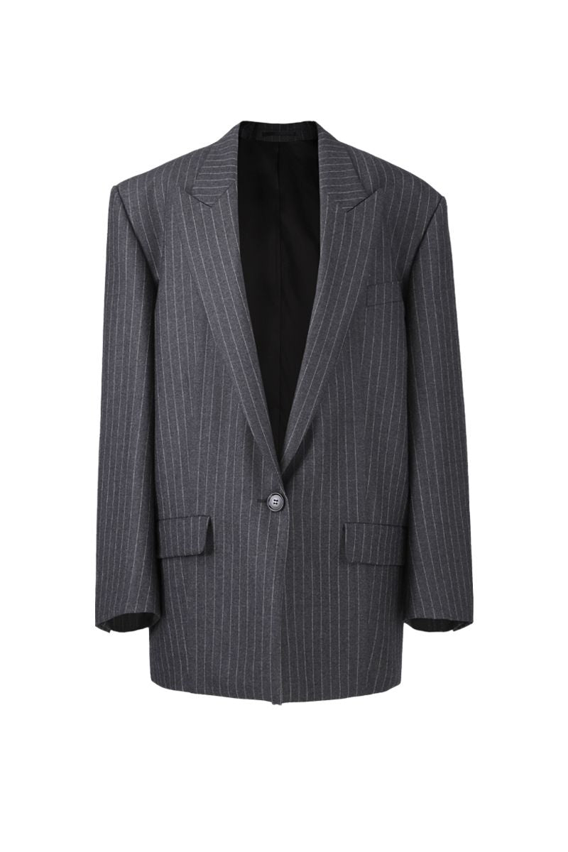 REHMAI Grey Stripe Wool Jacket, view 1 of 5