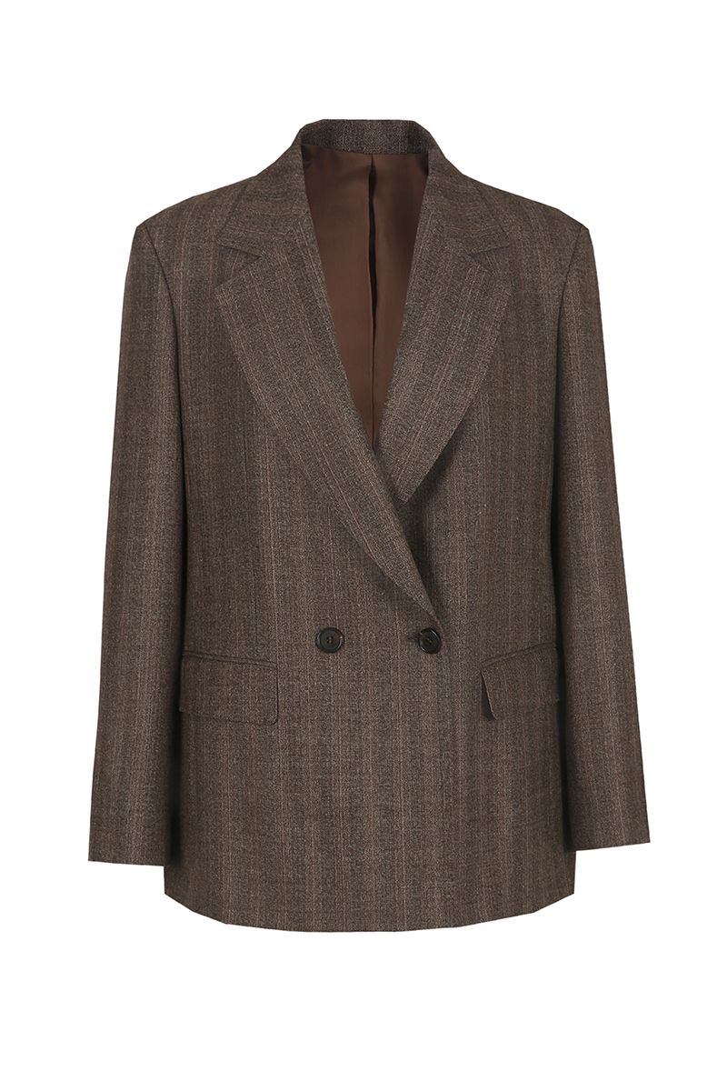 REHMAI Brown Stripe Wool Jacket, view 1 of 6