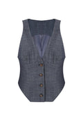 REHMAI Navy Tencel Waistcoat, view 1 of 5