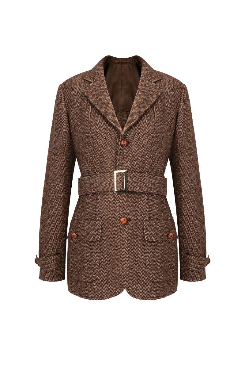 REHMAI Coffee Textured Wool Jacket, view 1 of 5