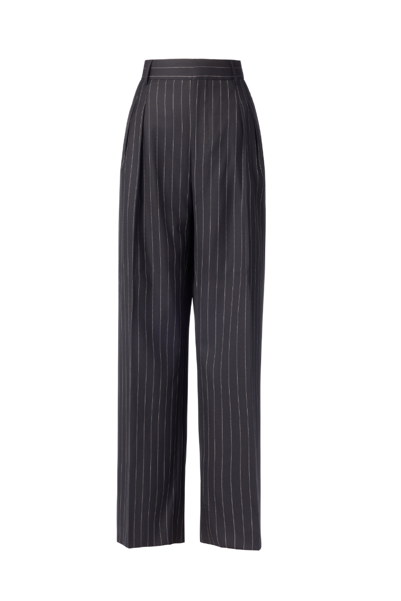 REHMAI Black Stripe Wool Trousers, view 1 of 2