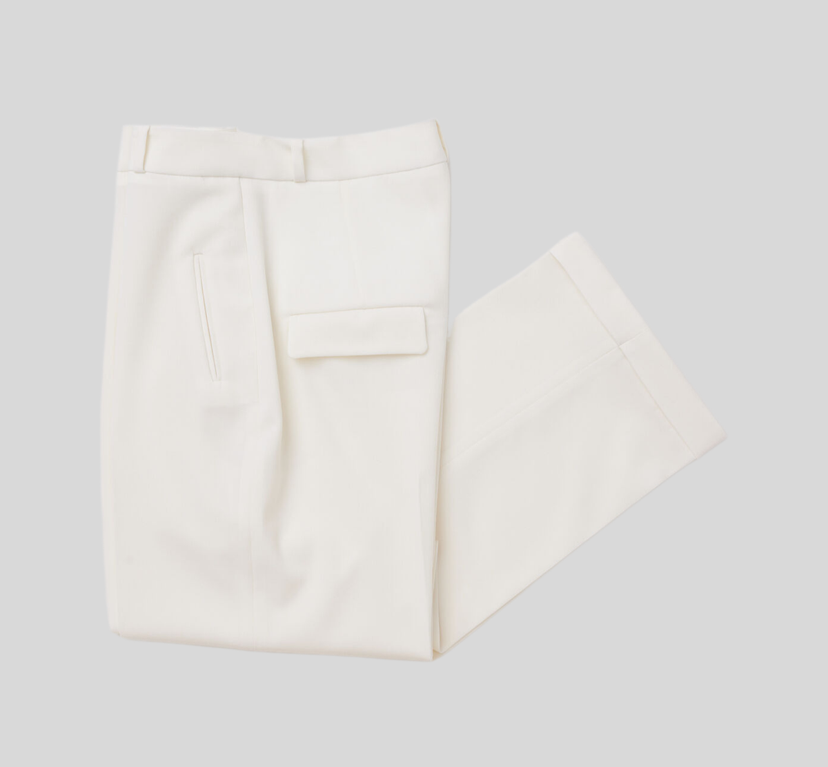 REHMAI White Wool Trousers, view 2 of 5