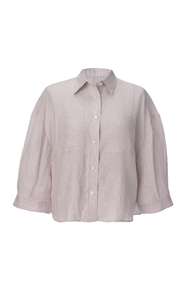 REHMAI Grey Linen Shirt, view 1 of 3
