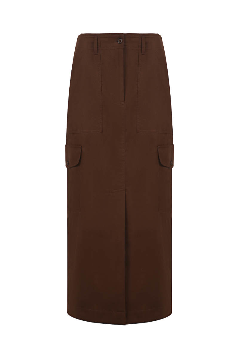 REHMAI Coffee Polyester Skirt, view 1 of 2