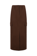 REHMAI Coffee Polyester Skirt, view 1 of 2