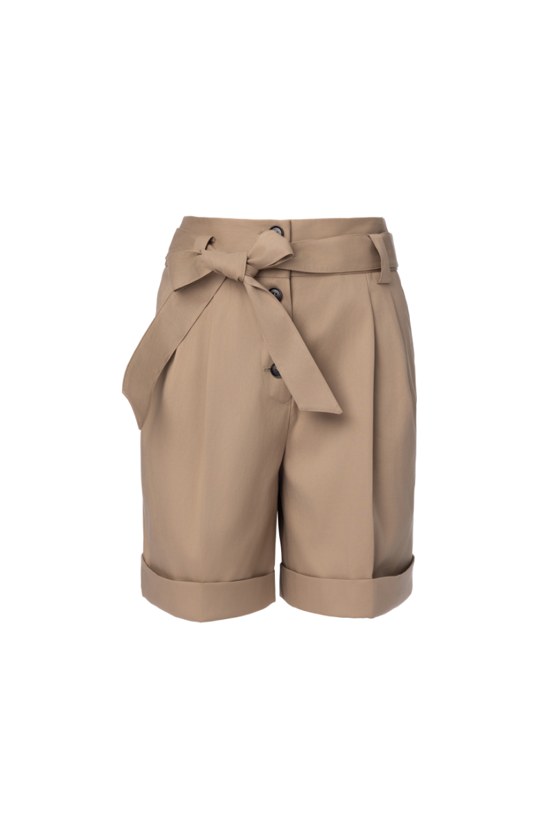 REHMAI Khaki Cotton Shorts, view 1 of 2