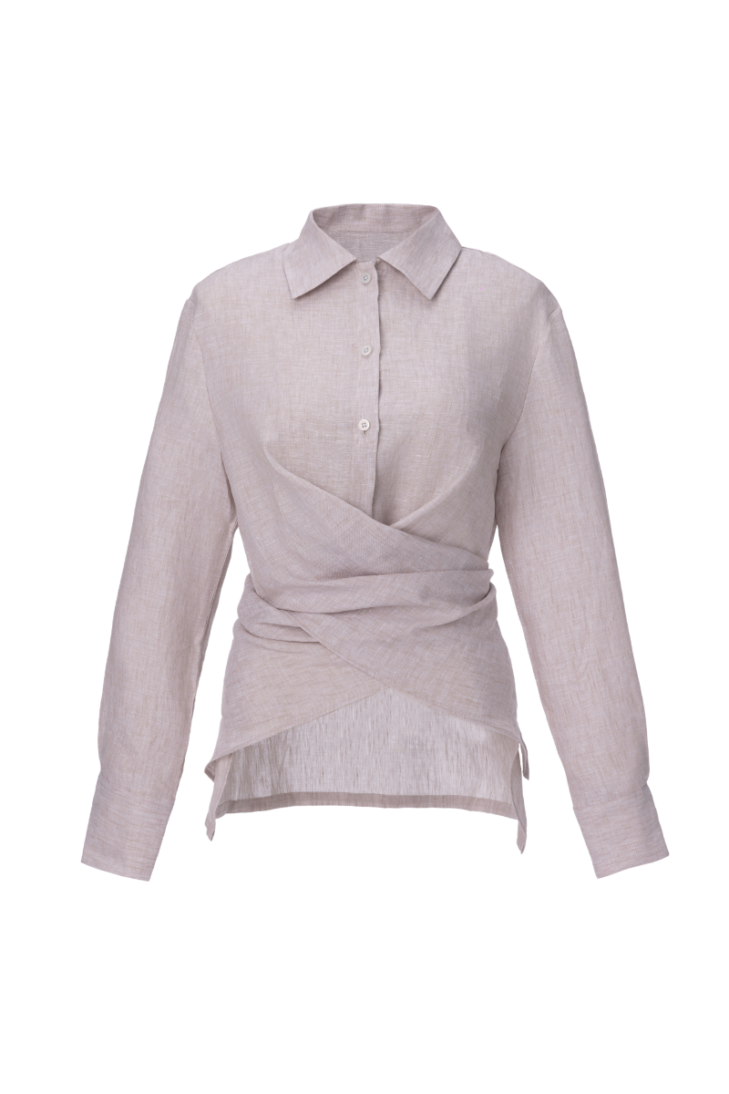 REHMAI Grey Linen Shirt, view 1 of 3