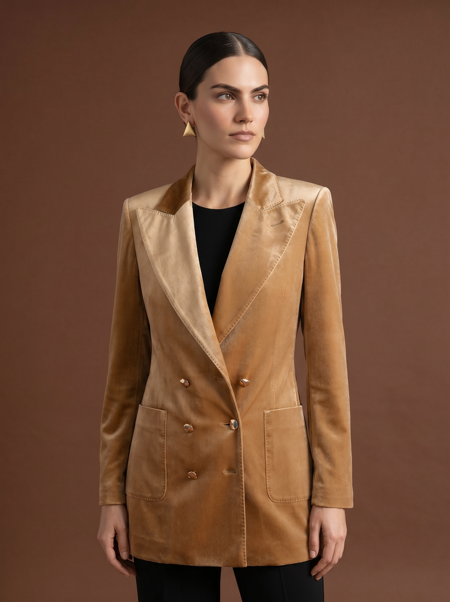 REHMAI Camel Acetate Jacket, view 2 of 6