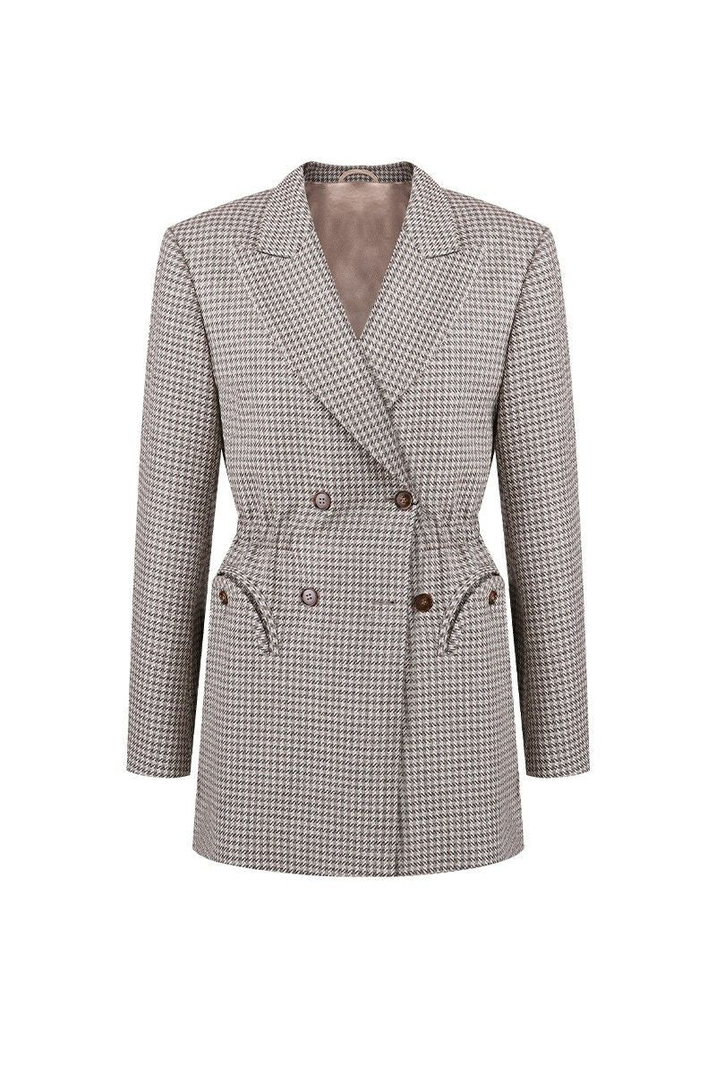 REHMAI Khaki Check Wool Jacket, view 1 of 5