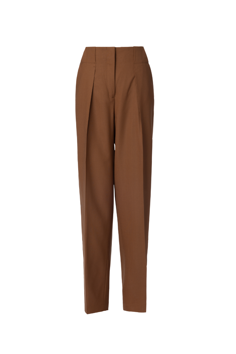 REHMAI Coffee Wool Trousers, view 1 of 5