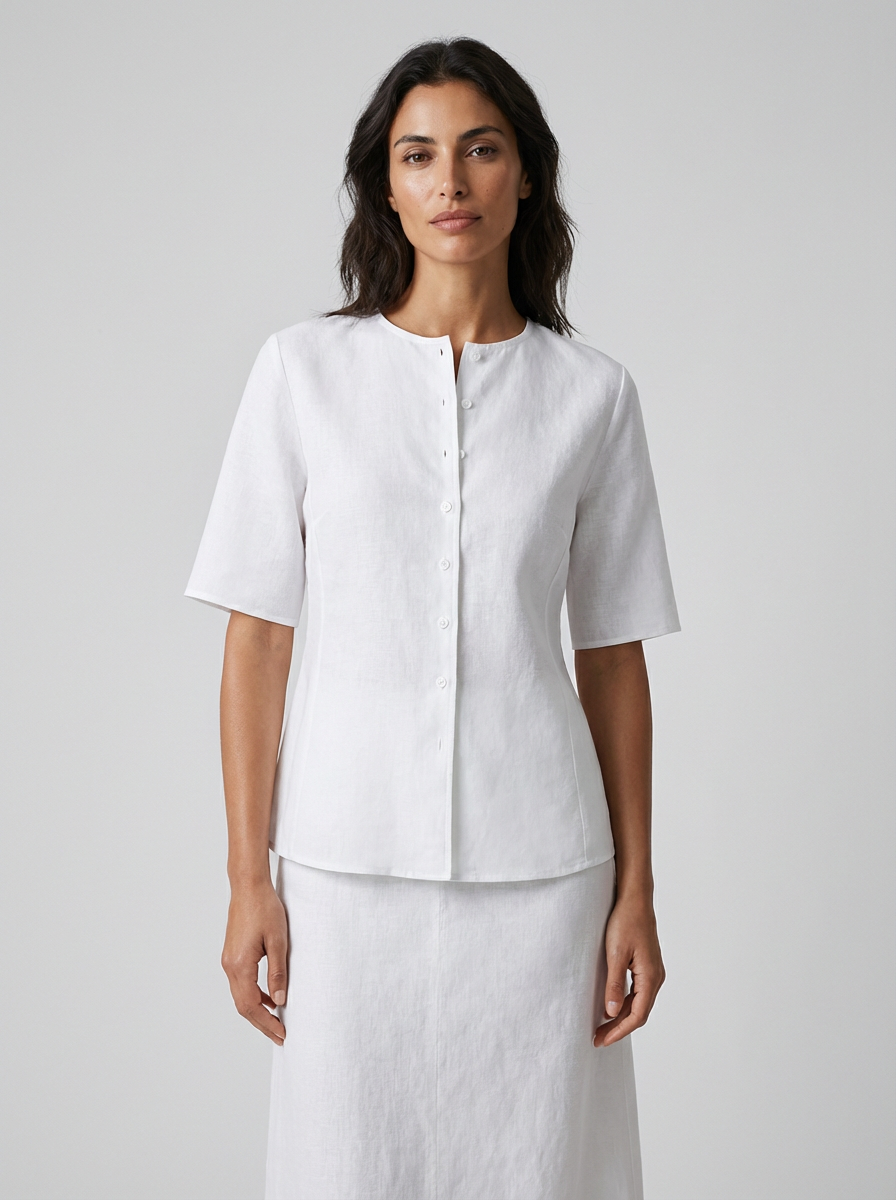 REHMAI White Viscose Shirt, view 2 of 4