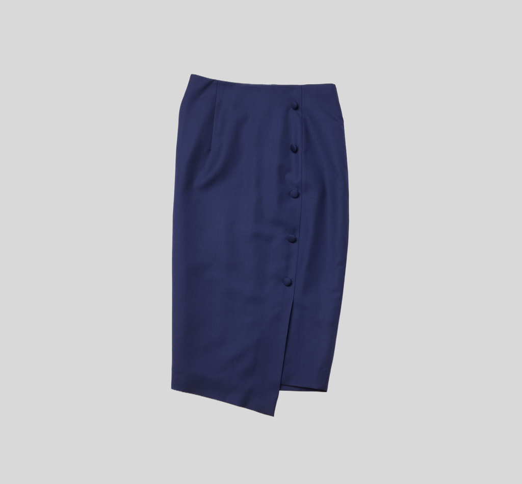 REHMAI Navy Wool Skirt, view 2 of 5