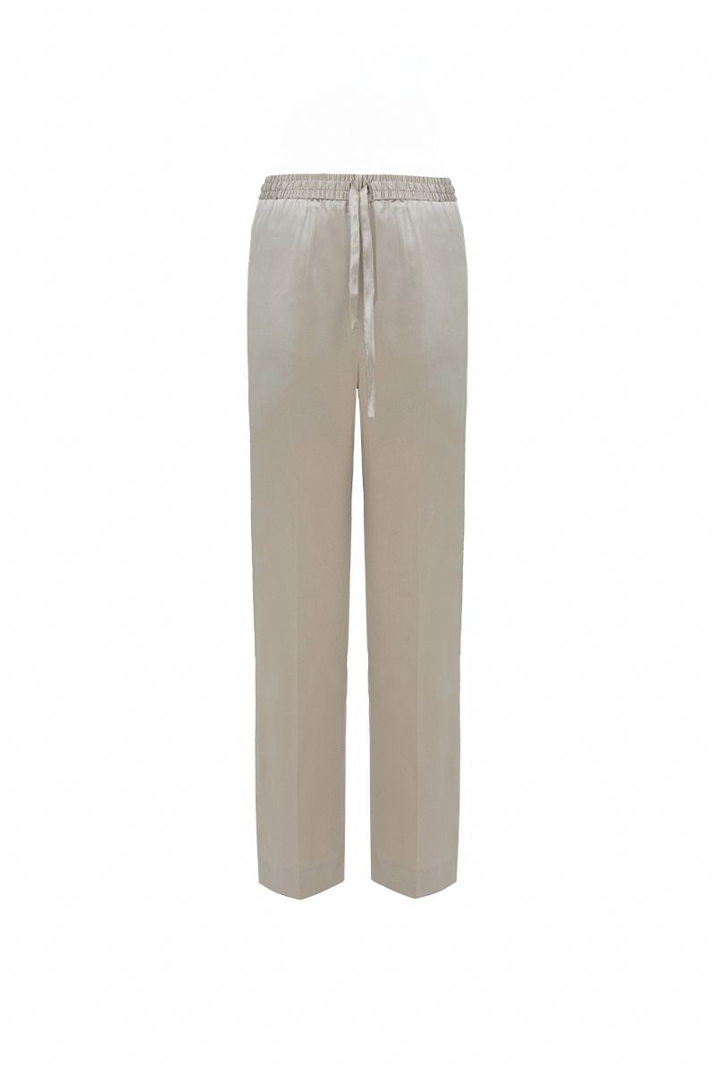 REHMAI Khaki Silk Trousers, view 1 of 2