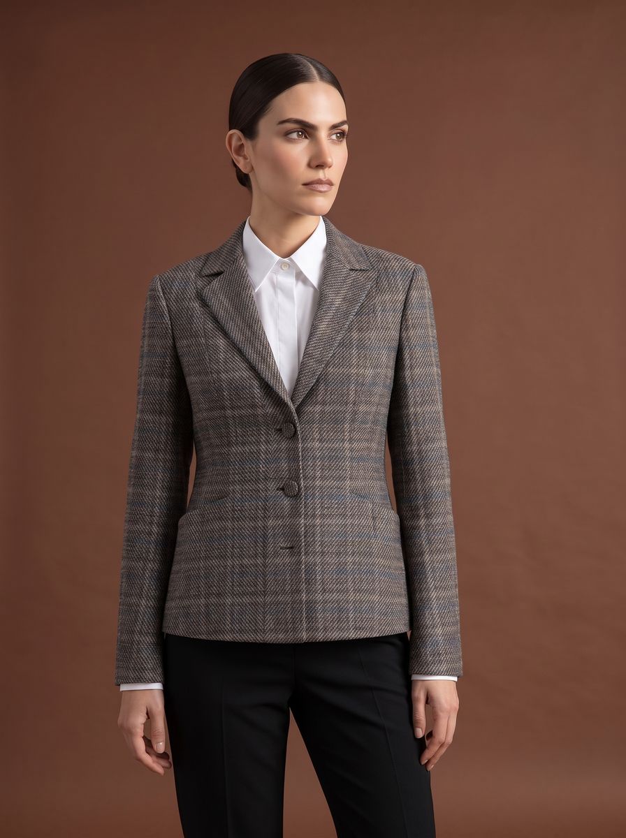REHMAI Coffee Check Wool Jacket, view 2 of 5