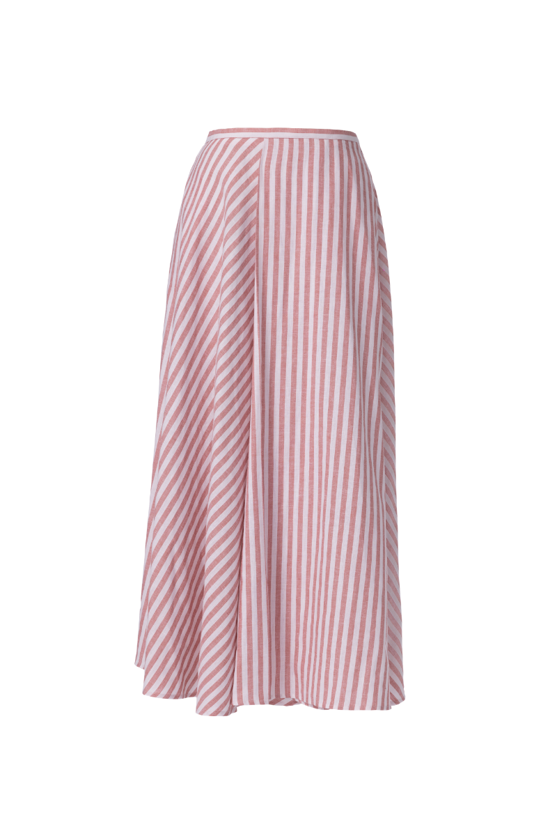 REHMAI Red Stripe Linen Skirt, view 1 of 3