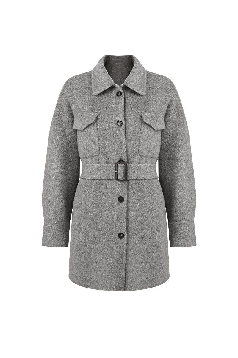 REHMAI Grey Wool Coat, view 1 of 5
