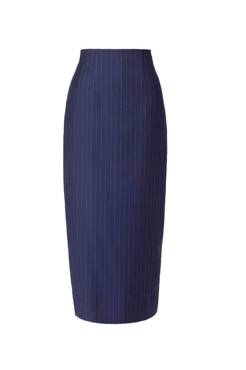 REHMAI Navy Stripe Wool Skirt, view 1 of 2