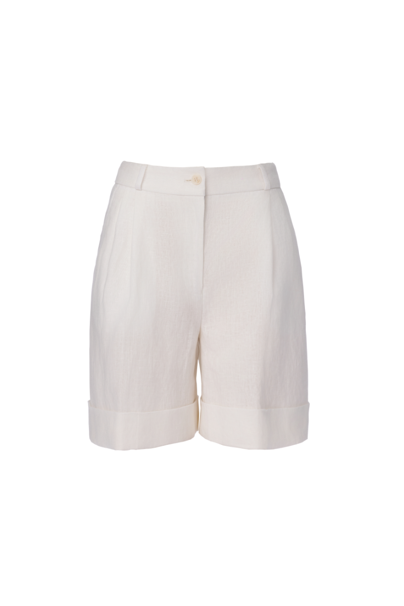 REHMAI White Linen Shorts, view 1 of 4