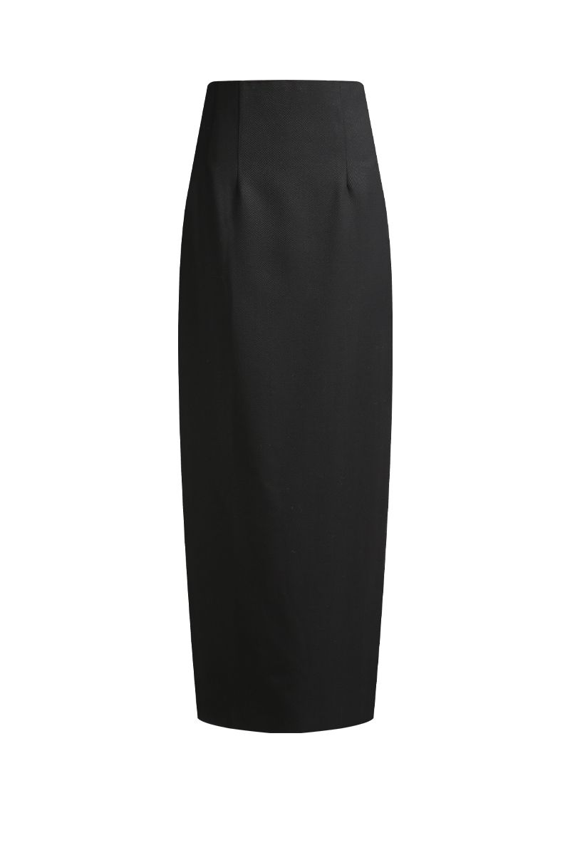 REHMAI Black Textured Wool Skirt, view 1 of 5