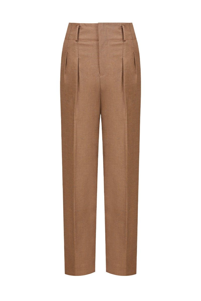REHMAI Brown Viscose Trousers, view 1 of 6