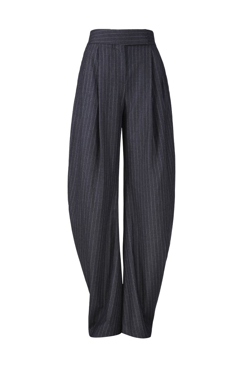 REHMAI Grey Stripe Wool Trousers, view 1 of 6