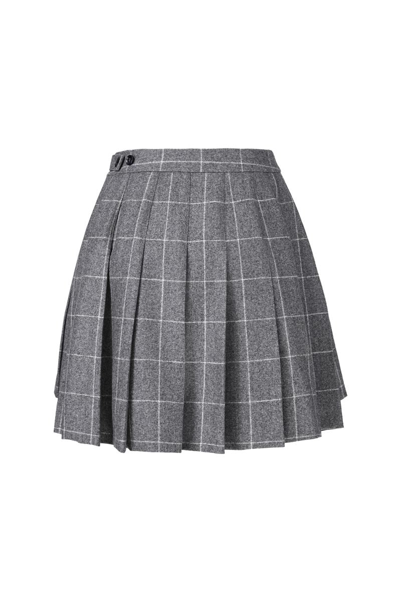 REHMAI Grey Check Wool Skirt, view 1 of 5