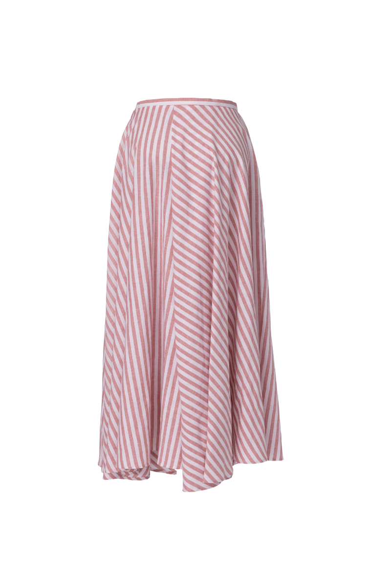 REHMAI Red Stripe Linen Skirt, view 2 of 3