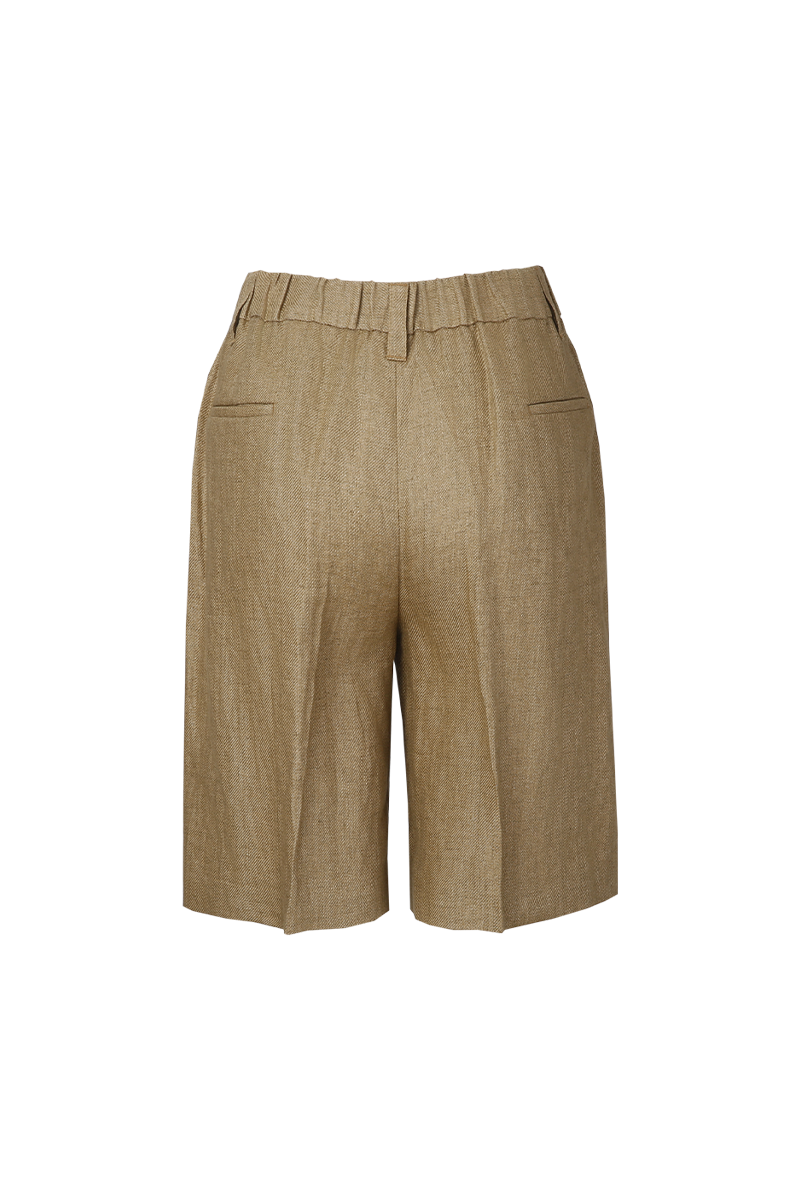 REHMAI Brown Linen Shorts, view 2 of 5