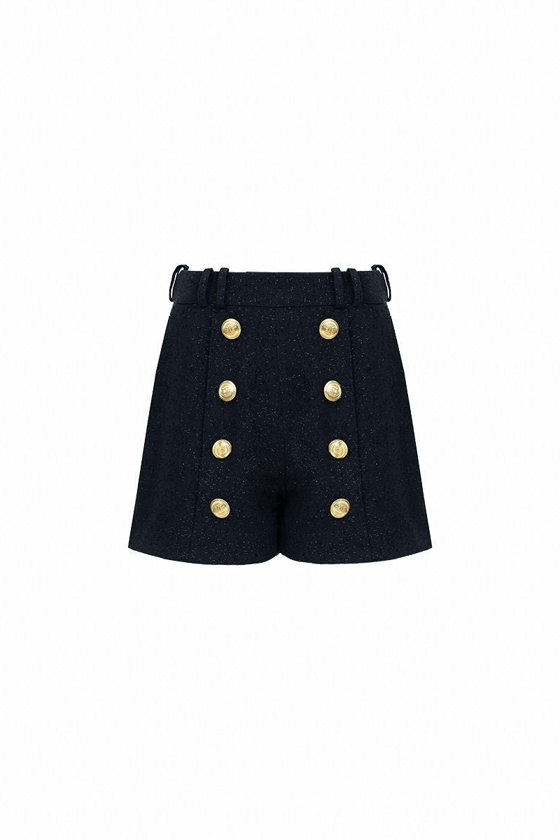 REHMAI Black Polyester Shorts, view 1 of 3