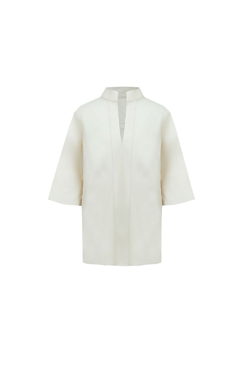 REHMAI Cream Cotton Shirt, view 1 of 5