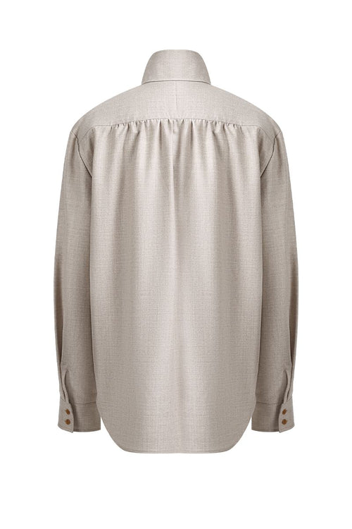 REHMAI Beige Wool Shirt, view 2 of 6