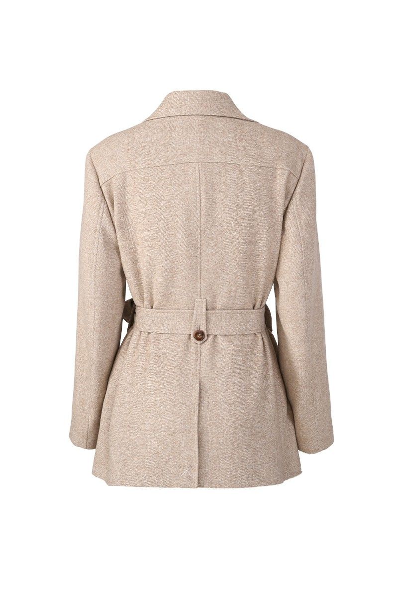 REHMAI Khaki Textured Wool Jacket, view 2 of 5