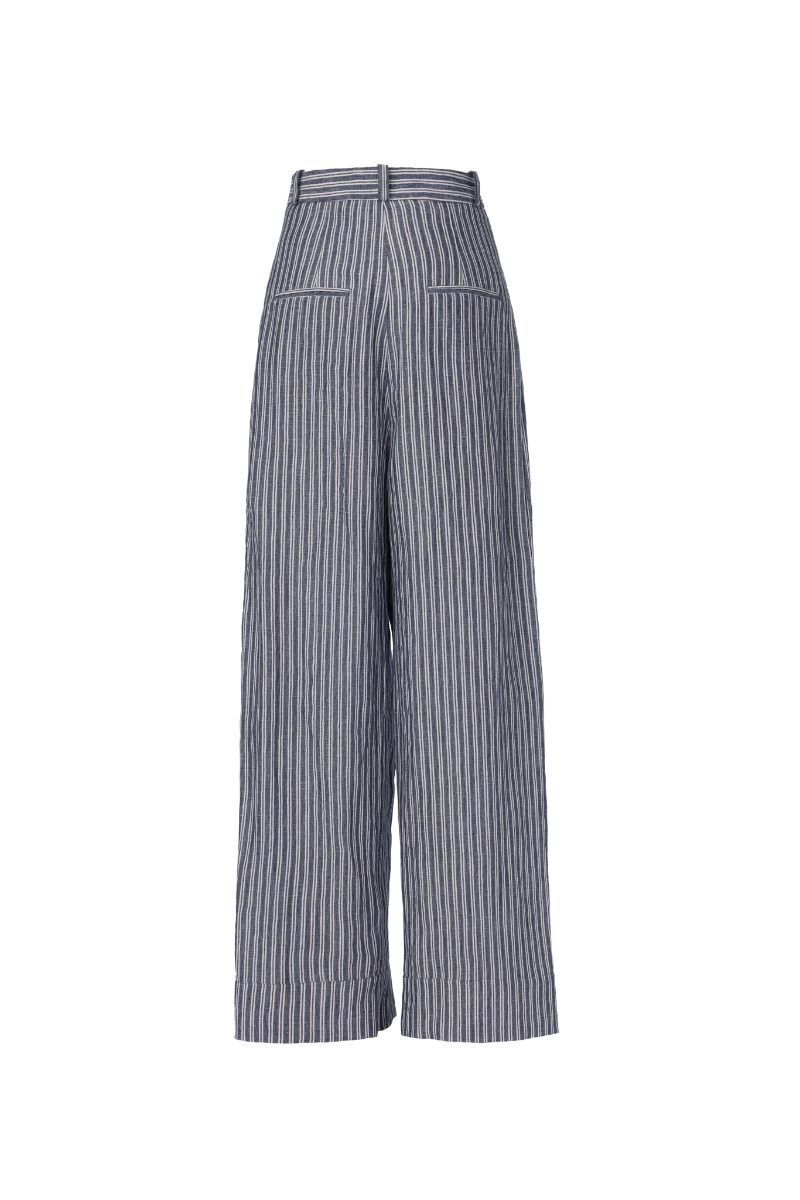 REHMAI Blue Stripe Linen Trousers, view 2 of 2
