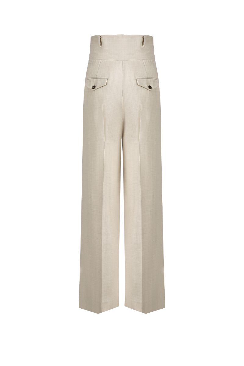 REHMAI Ivory Stripe Wool Trousers, view 2 of 2
