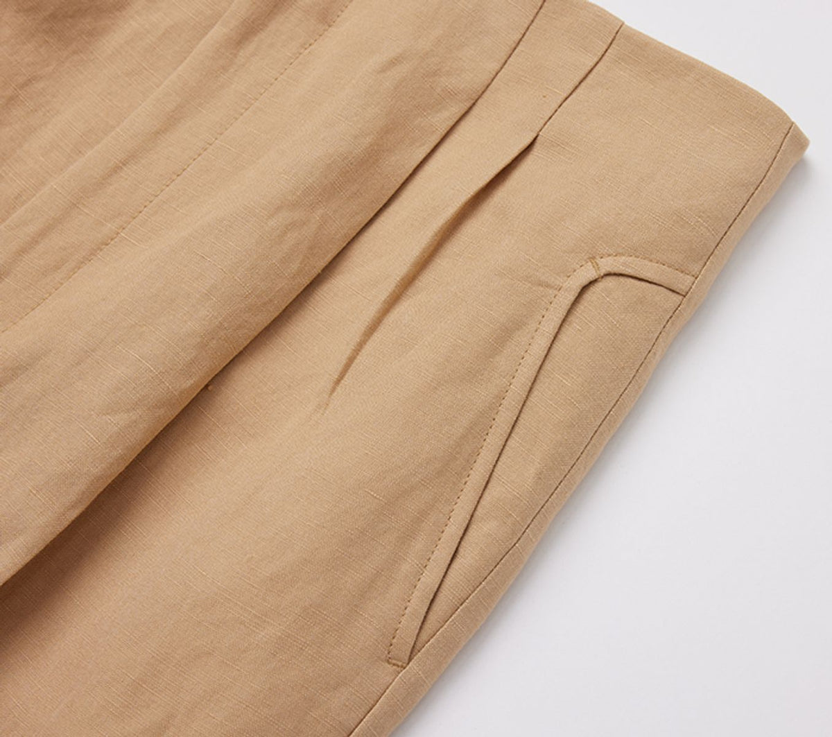 REHMAI Camel Linen Trousers, view 3 of 5