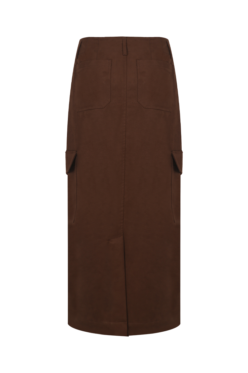 REHMAI Coffee Polyester Skirt, view 2 of 2