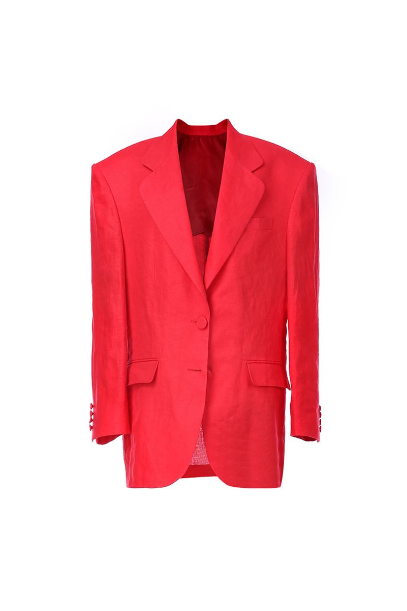 REHMAI Red Linen Jacket, view 1 of 2