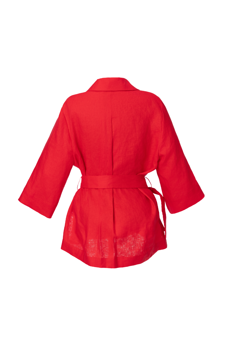 REHMAI Red Linen Jacket, view 2 of 2
