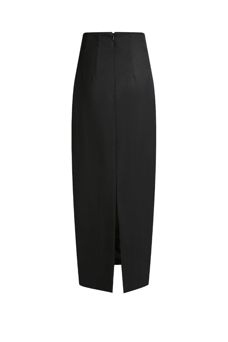 REHMAI Black Textured Wool Skirt, view 2 of 5