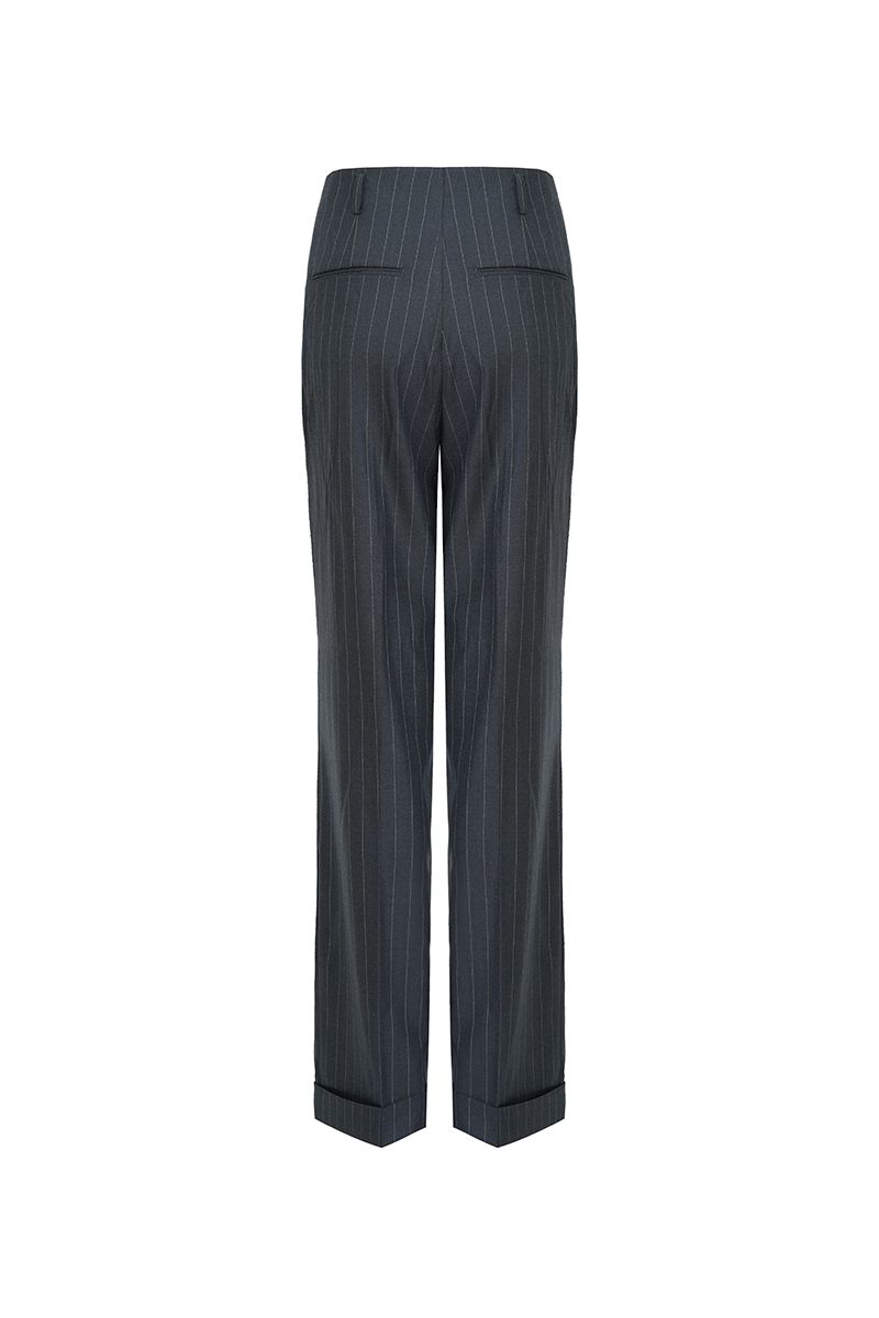 REHMAI Charcoal Stripe Wool Trousers, view 3 of 3