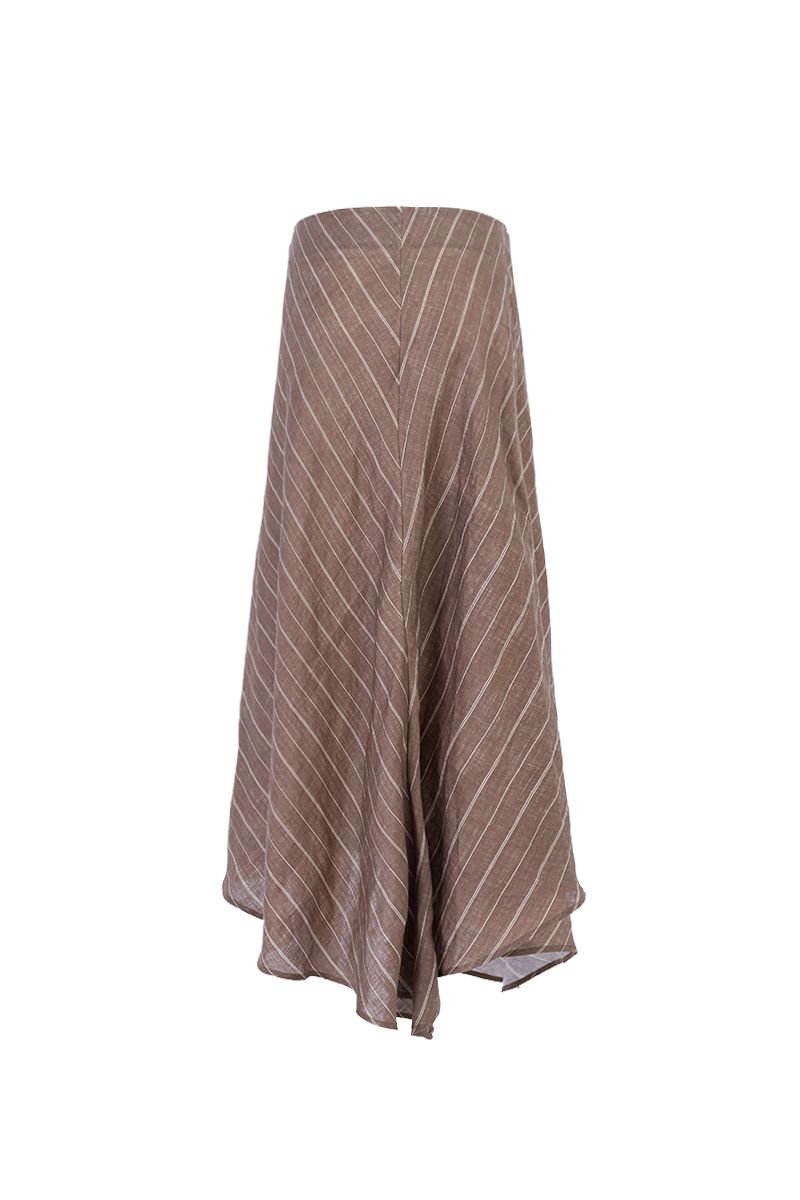 REHMAI Brown Stripe Linen Skirt, view 3 of 6