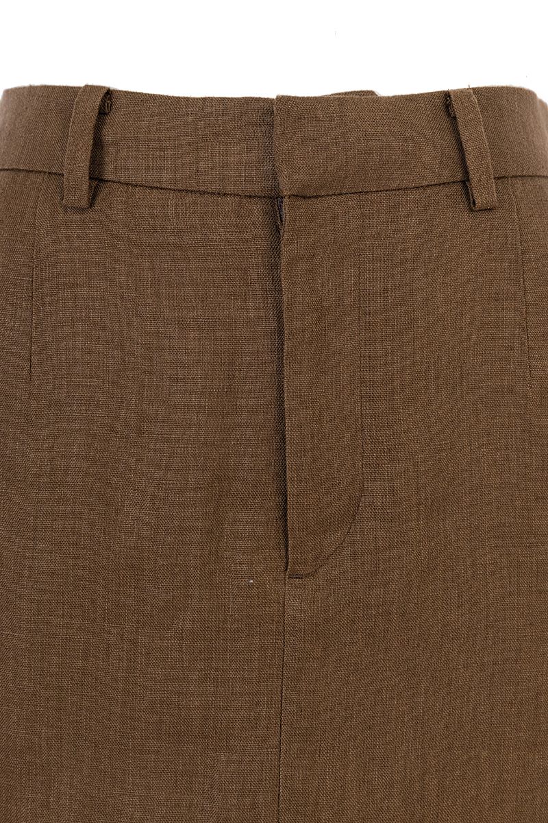 REHMAI Coffee Linen Skirt, view 3 of 5