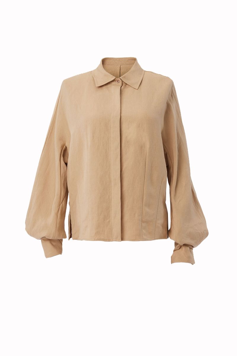 REHMAI Camel Linen Shirt, view 1 of 1
