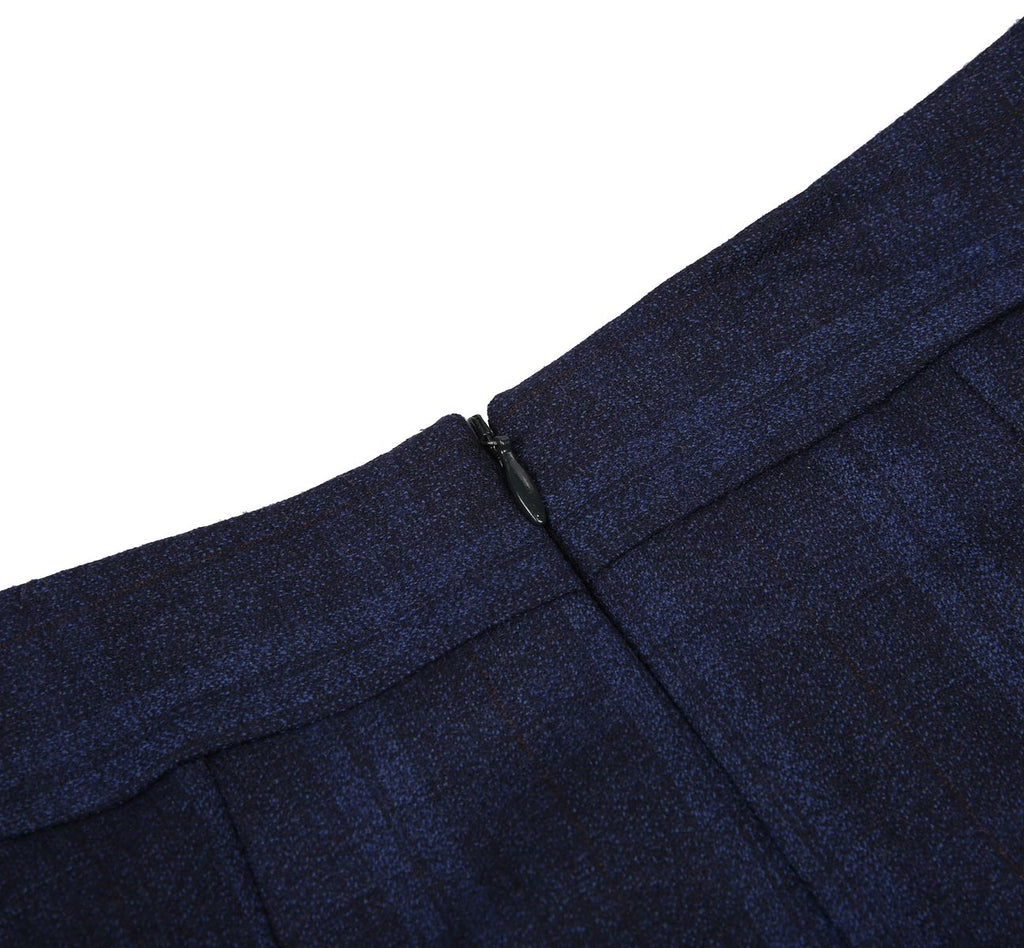REHMAI Navy Check Wool Skirt, view 4 of 6