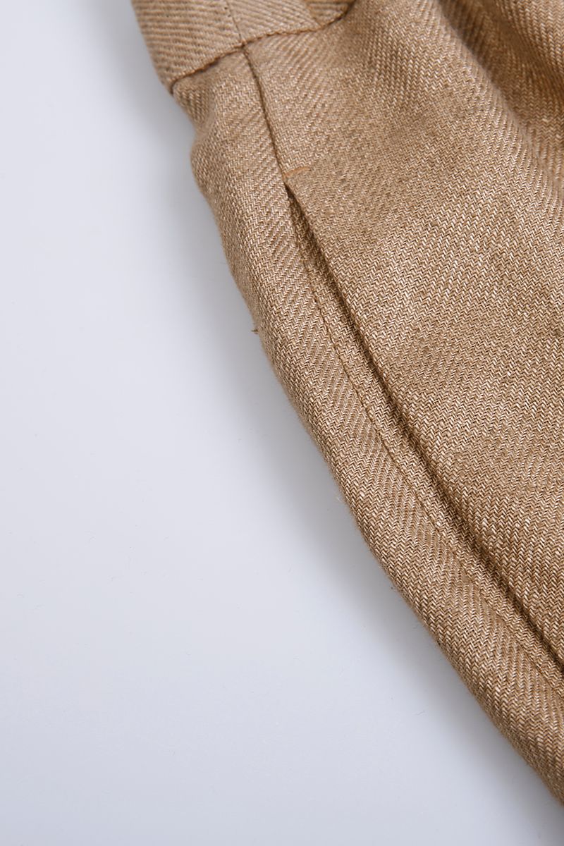 REHMAI Brown Linen Shorts, view 3 of 5