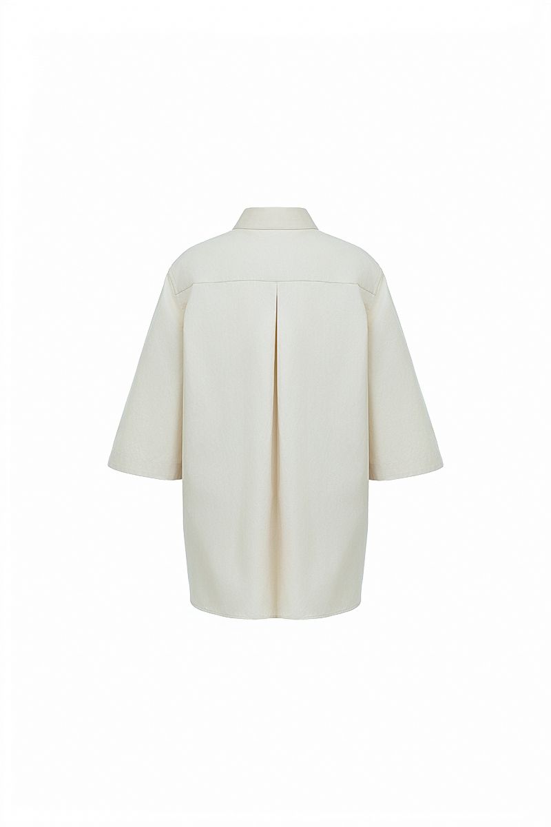 REHMAI Cream Cotton Shirt, view 3 of 5