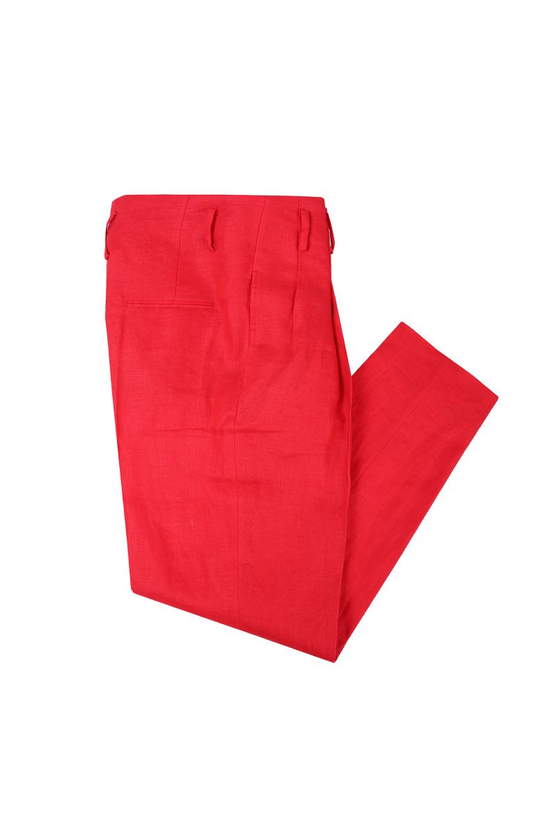 REHMAI Red Linen Trousers, view 1 of 3