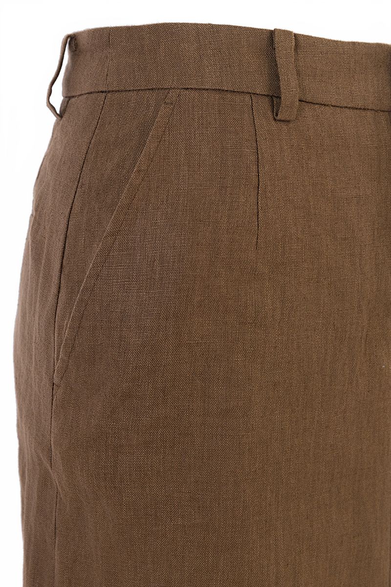 REHMAI Coffee Linen Skirt, view 4 of 5