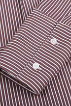 REHMAI Coffee Stripe Cotton Shirt, view 4 of 5