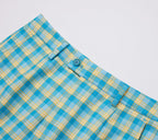 REHMAI Light Blue Check Polyester Trousers, view 5 of 7